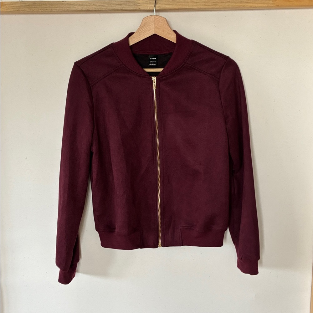 Classic Women's Bomber Jacket in Burgundy